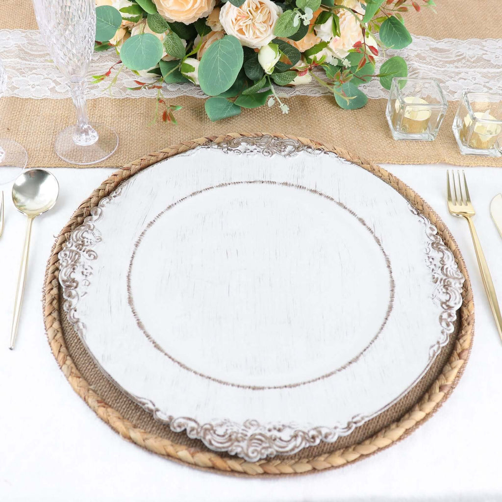 4 - Pack Placemats Braided Edge Design Natural Burlap Jute Round - Rustic Farmhouse Style with Trim 15" - Bell Racket Store