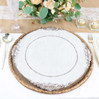 4 - Pack Placemats Braided Edge Design Natural Burlap Jute Round - Rustic Farmhouse Style with Trim 15" - Bell Racket Store