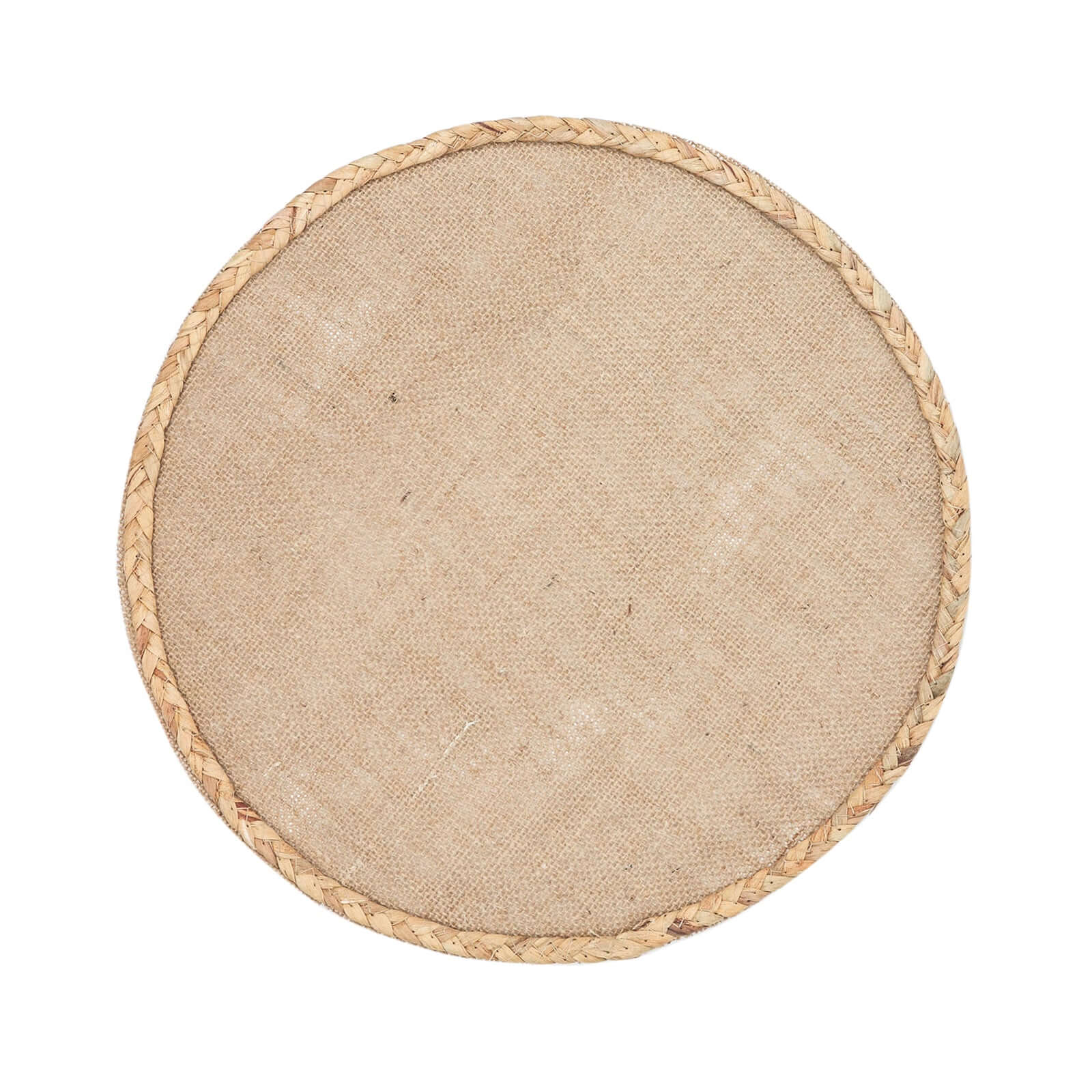 4 - Pack Placemats Braided Edge Design Natural Burlap Jute Round - Rustic Farmhouse Style with Trim 15" - Bell Racket Store