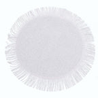 4 - Pack Placemats Fringe Edge Design White Jute Round - Rustic Boho Chic Burlap Table Decor 16" - Bell Racket Store