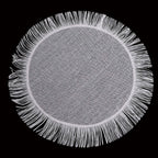 4 - Pack Placemats Fringe Edge Design White Jute Round - Rustic Boho Chic Burlap Table Decor 16" - Bell Racket Store