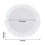 4 - Pack Placemats Fringe Edge Design White Jute Round - Rustic Boho Chic Burlap Table Decor 16" - Bell Racket Store