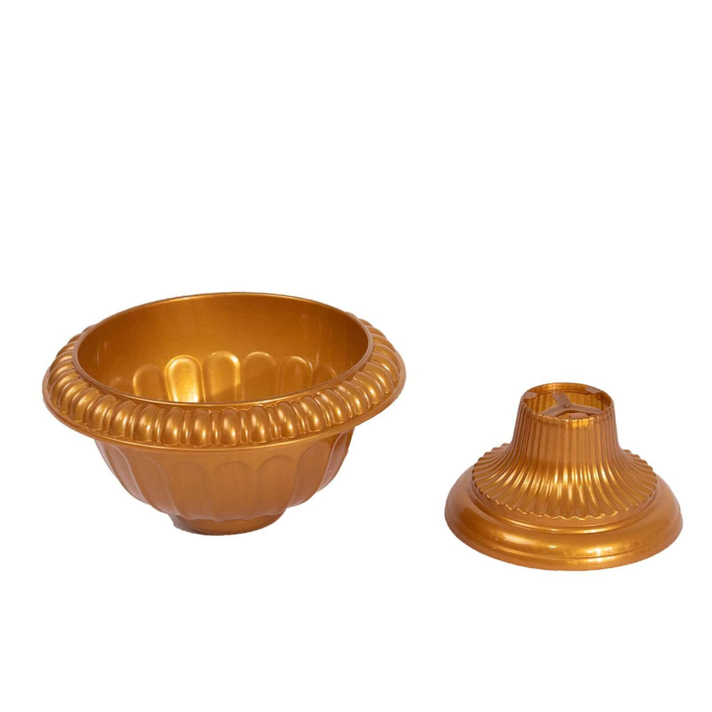 4 - Pack Plastic Flower Pot Vases Roman Style Gold - Classic Floral Urn Planter Table Centerpieces 6" - Bell Racket Store