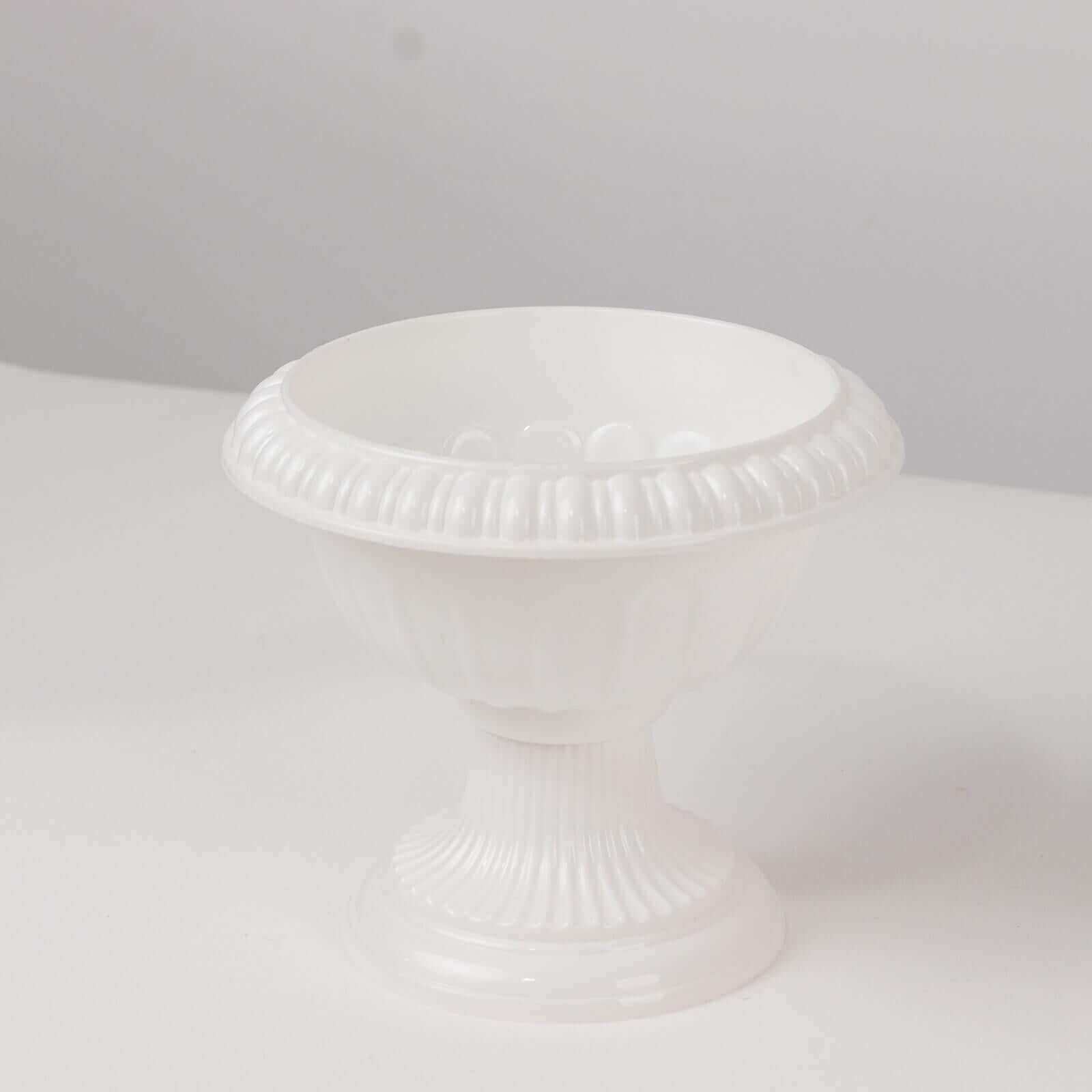 4 - Pack Plastic Flower Pot Vases Roman Style White - Classic Floral Urn Planter Table Centerpieces 6" - Bell Racket Store
