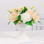 4 - Pack Plastic Flower Pot Vases Roman Style White - Classic Floral Urn Planter Table Centerpieces 6" - Bell Racket Store