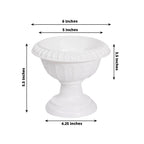 4 - Pack Plastic Flower Pot Vases Roman Style White - Classic Floral Urn Planter Table Centerpieces 6" - Bell Racket Store