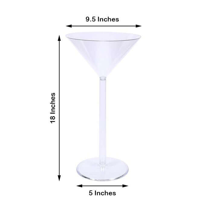 4 - Pack Plastic Flower Vases Martini Glass Design Clear - Fillable Long Stem Event Centerpieces 18" - Bell Racket Store