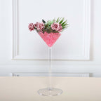 4 - Pack Plastic Flower Vases Martini Glass Design Clear - Fillable Long Stem Event Centerpieces 18" - Bell Racket Store