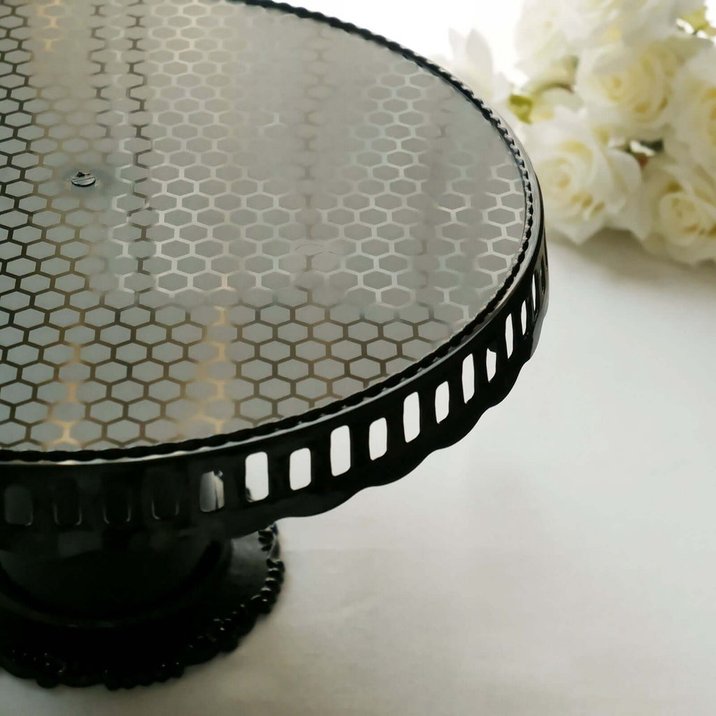 4 - Pack Plastic Round Pedestal Cake Stands Black for Dessert Presentation 13" - Bell Racket Store