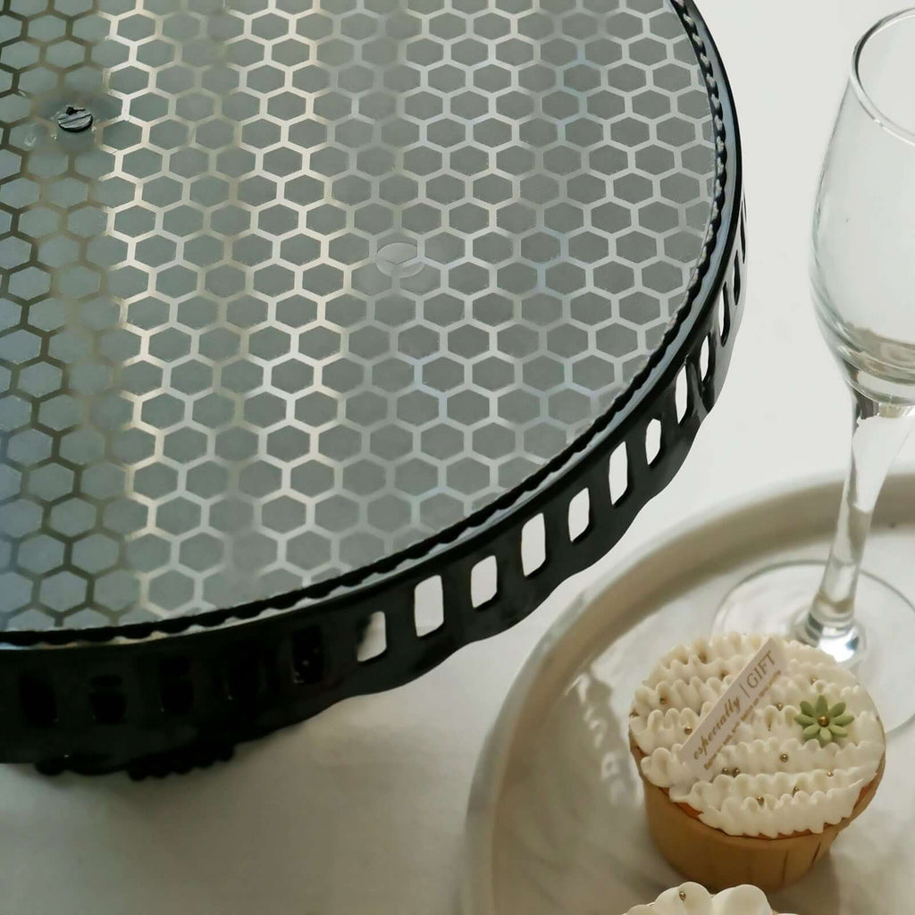 4 - Pack Plastic Round Pedestal Cake Stands Black for Dessert Presentation 13" - Bell Racket Store