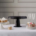 4 - Pack Plastic Round Pedestal Cake Stands Black for Dessert Presentation 13" - Bell Racket Store