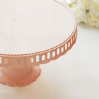 4 - Pack Plastic Round Pedestal Cake Stands Blush - Hollow Ribbon Trim Edges 13" - Bell Racket Store