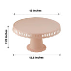 4 - Pack Plastic Round Pedestal Cake Stands Blush - Hollow Ribbon Trim Edges 13" - Bell Racket Store