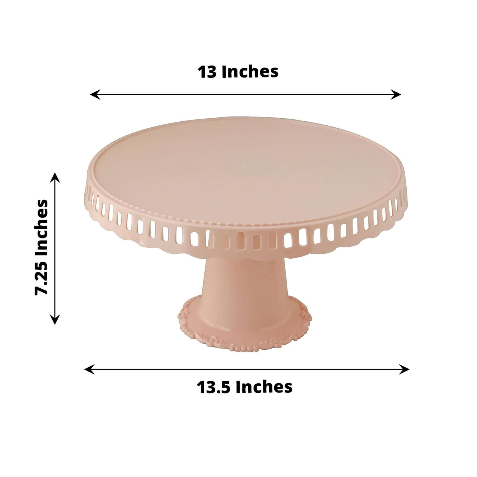 4 - Pack Plastic Round Pedestal Cake Stands Blush - Hollow Ribbon Trim Edges 13" - Bell Racket Store