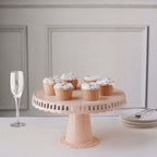 4 - Pack Plastic Round Pedestal Cake Stands Blush - Hollow Ribbon Trim Edges 13" - Bell Racket Store