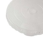 4 - Pack Plastic Round Pedestal Cake Stands Clear - Reusable Cupcake Pastry Display Risers with Hollow Ribbon Trim Edges for Stylish Dessert Presentation 13" - Bell Racket Store