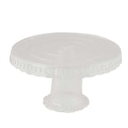 4 - Pack Plastic Round Pedestal Cake Stands Clear - Reusable Cupcake Pastry Display Risers with Hollow Ribbon Trim Edges for Stylish Dessert Presentation 13" - Bell Racket Store