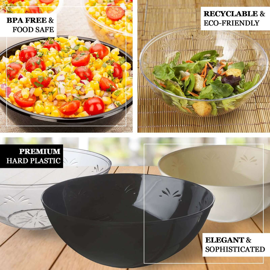 4 - Pack Plastic Salad Bowls Clear - Sturdy Medium Disposable Dishes for Parties 32oz - Bell Racket Store