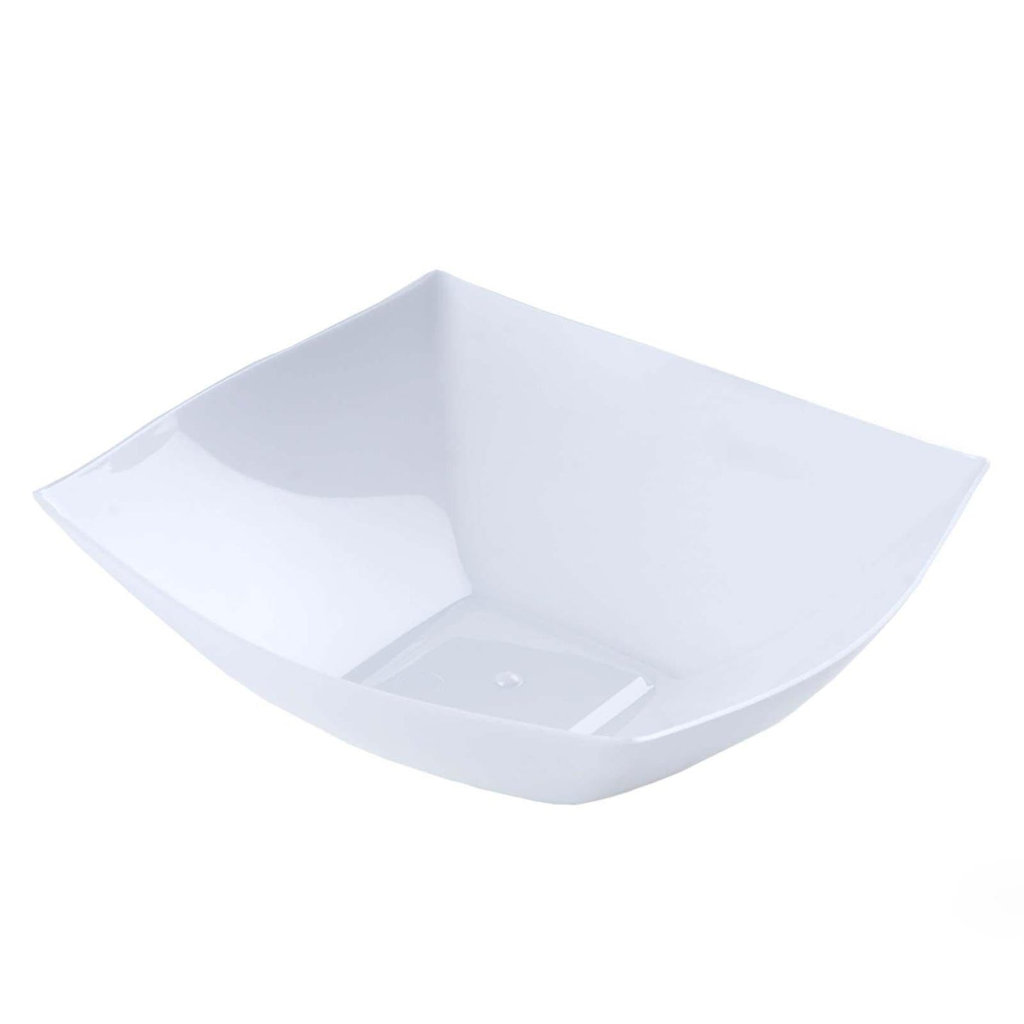 4 - Pack Plastic Serving Bowls White Square - Lightweight Medium Disposable Dishes for Events 32oz - NestOCart