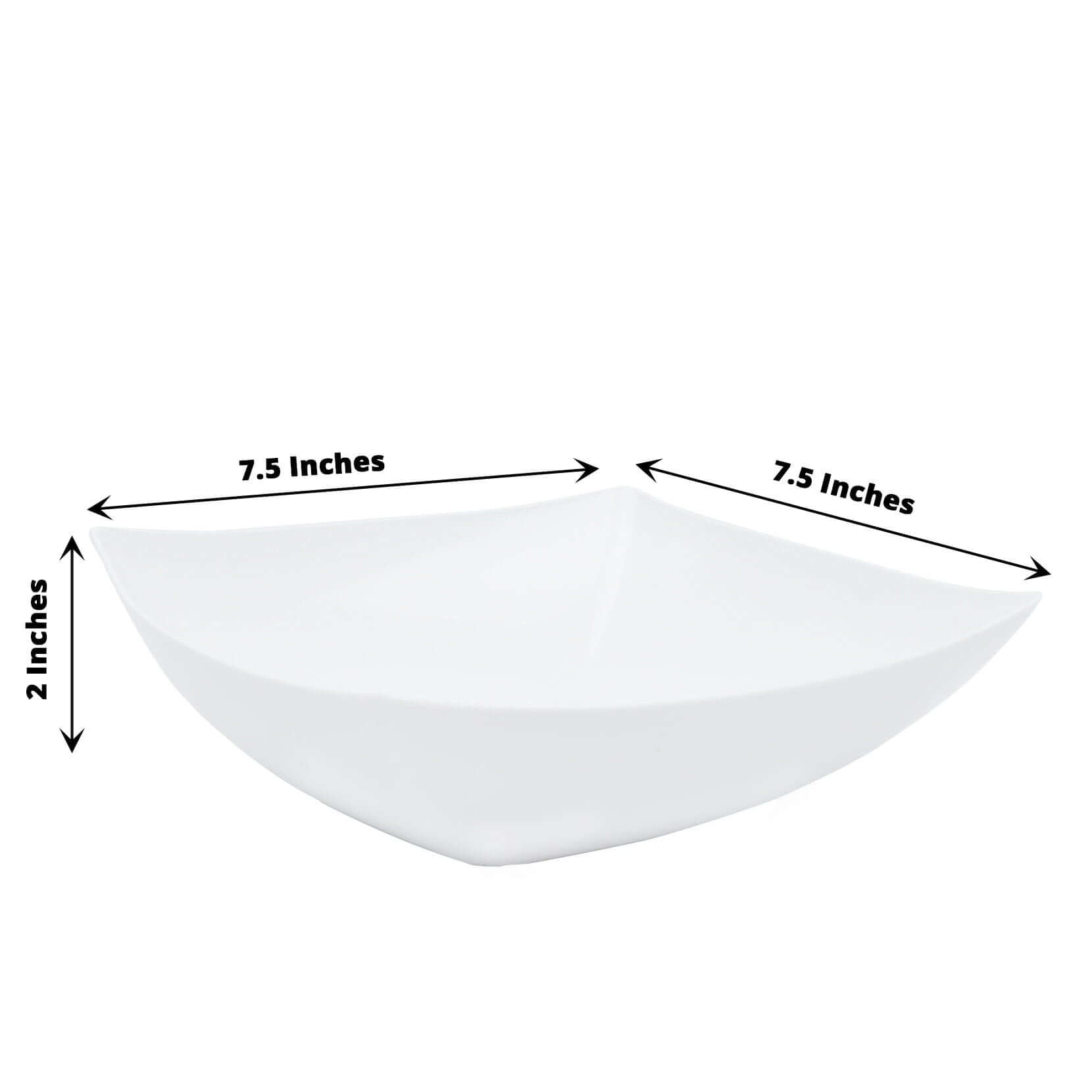 4 - Pack Plastic Serving Bowls White Square - Lightweight Medium Disposable Dishes for Events 32oz - NestOCart