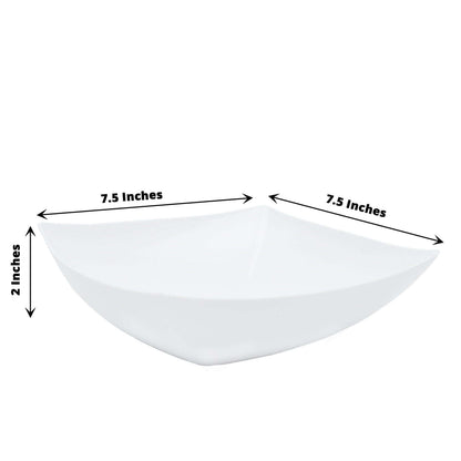 4 - Pack Plastic Serving Bowls White Square - Lightweight Medium Disposable Dishes for Events 32oz - NestOCart