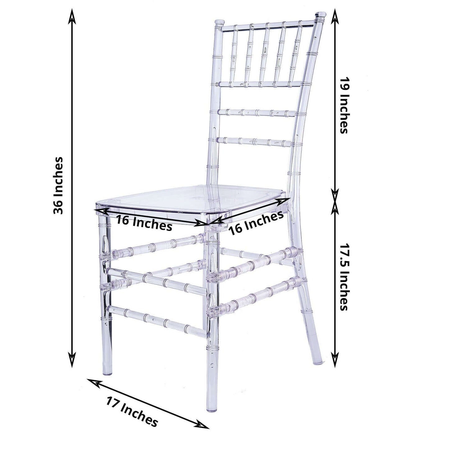 4 Pack Resin Chiavari Chairs Transparent and Stackable Clear - Sleek Armless Design for Weddings & Gatherings - Bell Racket Store