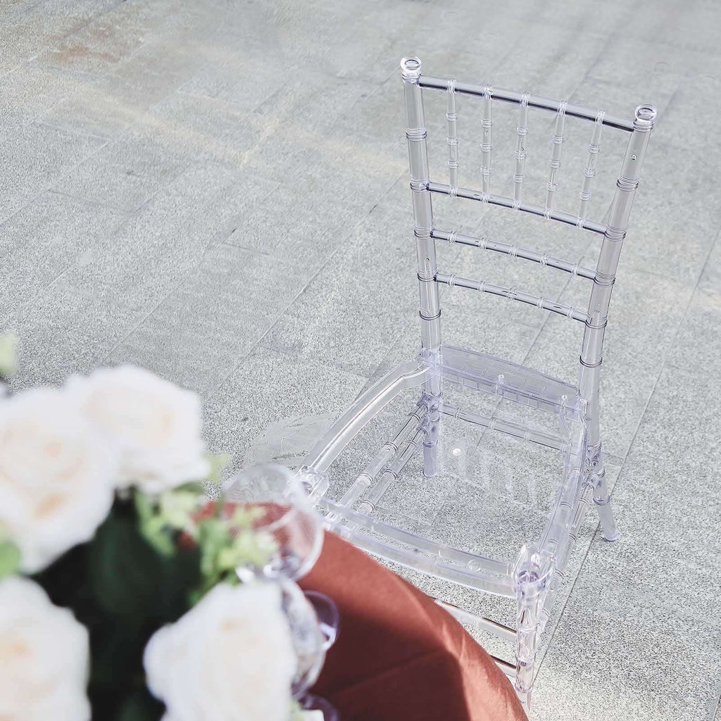 4 Pack Resin Chiavari Chairs Transparent and Stackable Clear - Sleek Armless Design for Weddings & Gatherings - Bell Racket Store