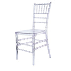 4 Pack Resin Chiavari Chairs Transparent and Stackable Clear - Sleek Armless Design for Weddings & Gatherings - Bell Racket Store