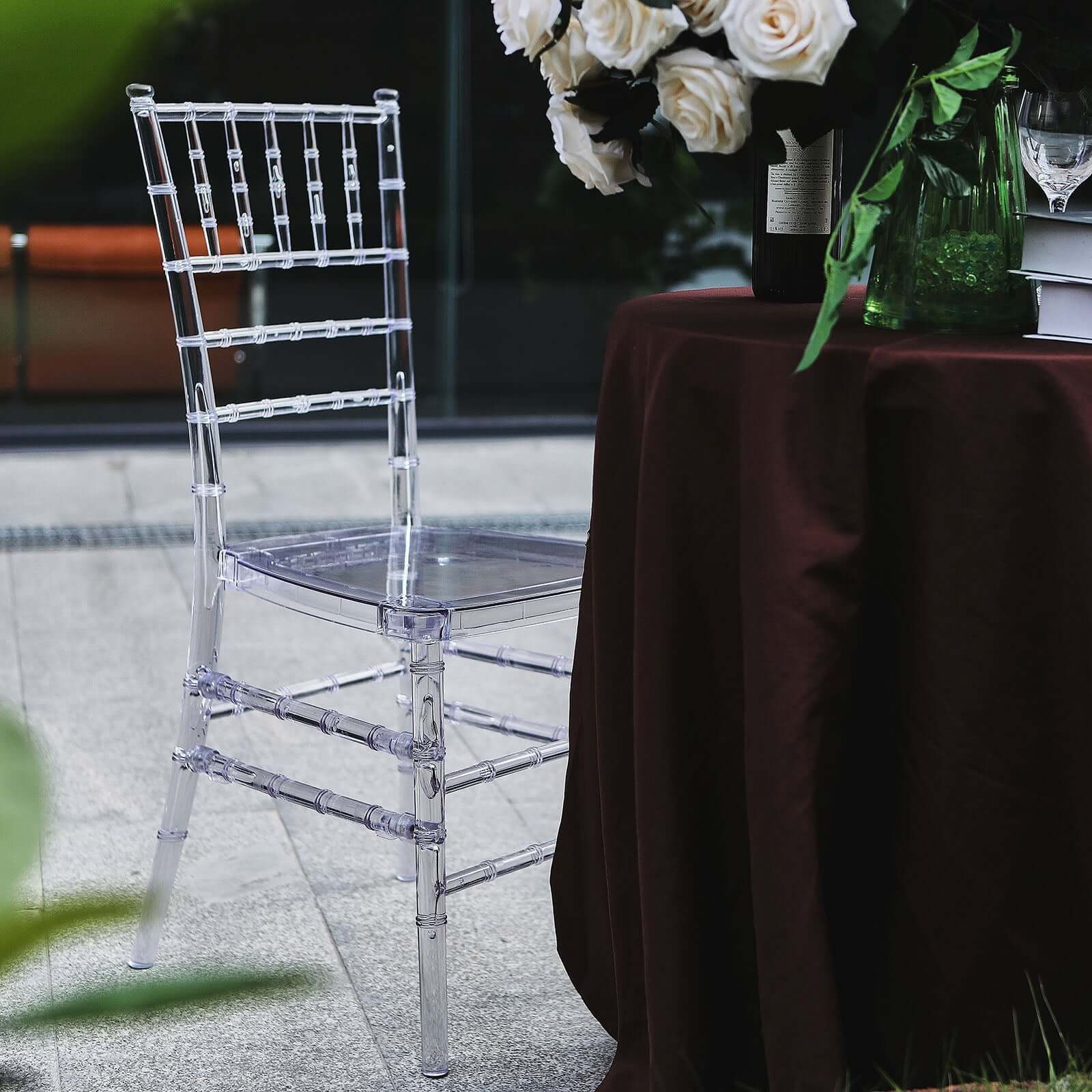 4 Pack Resin Chiavari Chairs Transparent and Stackable Clear - Sleek Armless Design for Weddings & Gatherings - Bell Racket Store