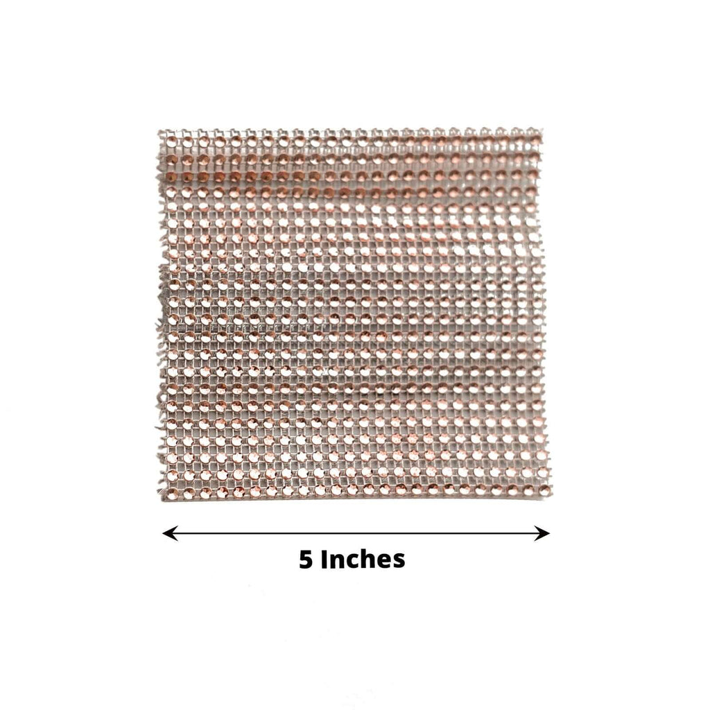 4 Pack Rose Gold Rhinestone Mesh Velcro Backdrop Curtain Bands, Large Chair Sash Clip Tie Backs - 5"X10" - Bell Racket Store