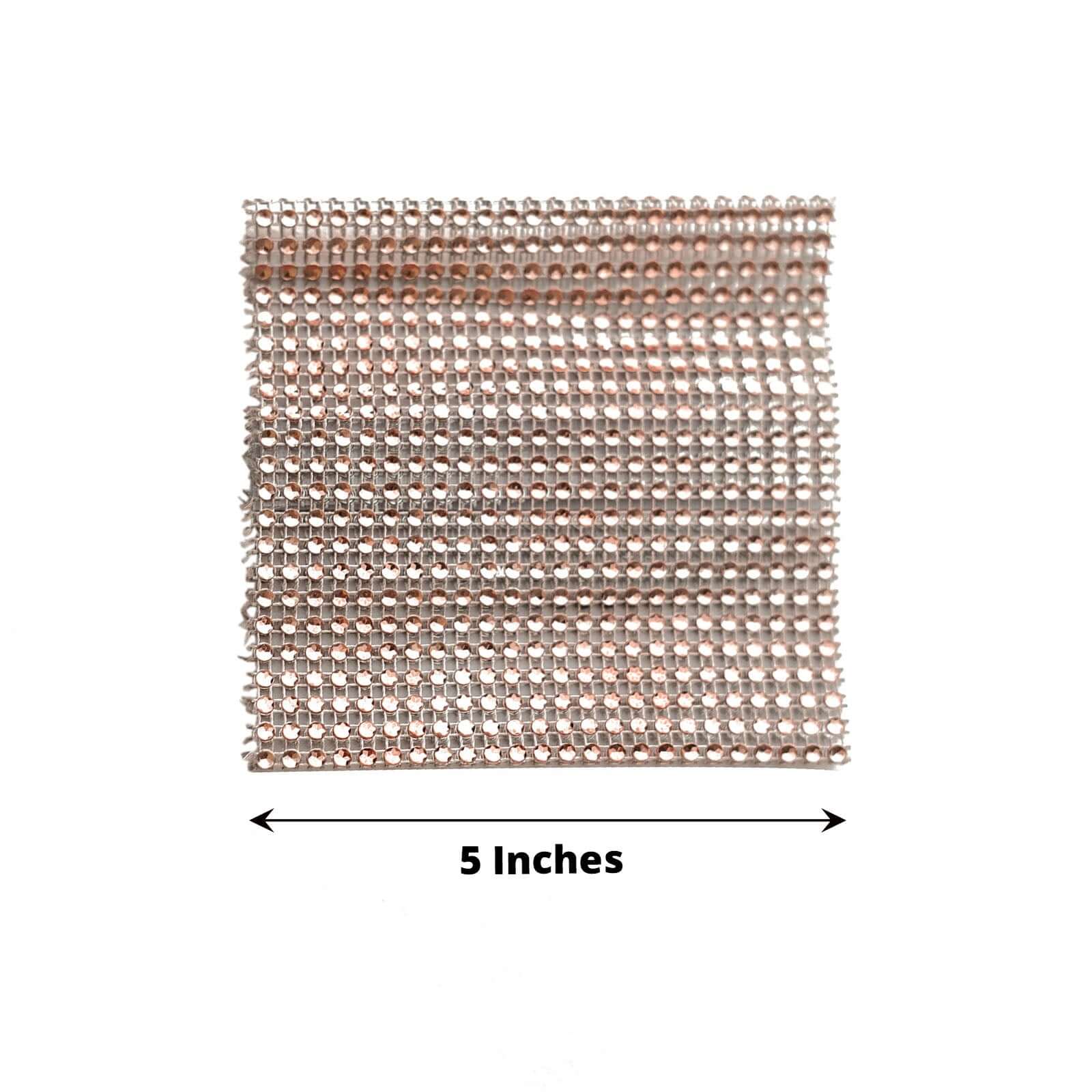 4 Pack Rose Gold Rhinestone Mesh Velcro Backdrop Curtain Bands, Large Chair Sash Clip Tie Backs - 5"X10" - Bell Racket Store