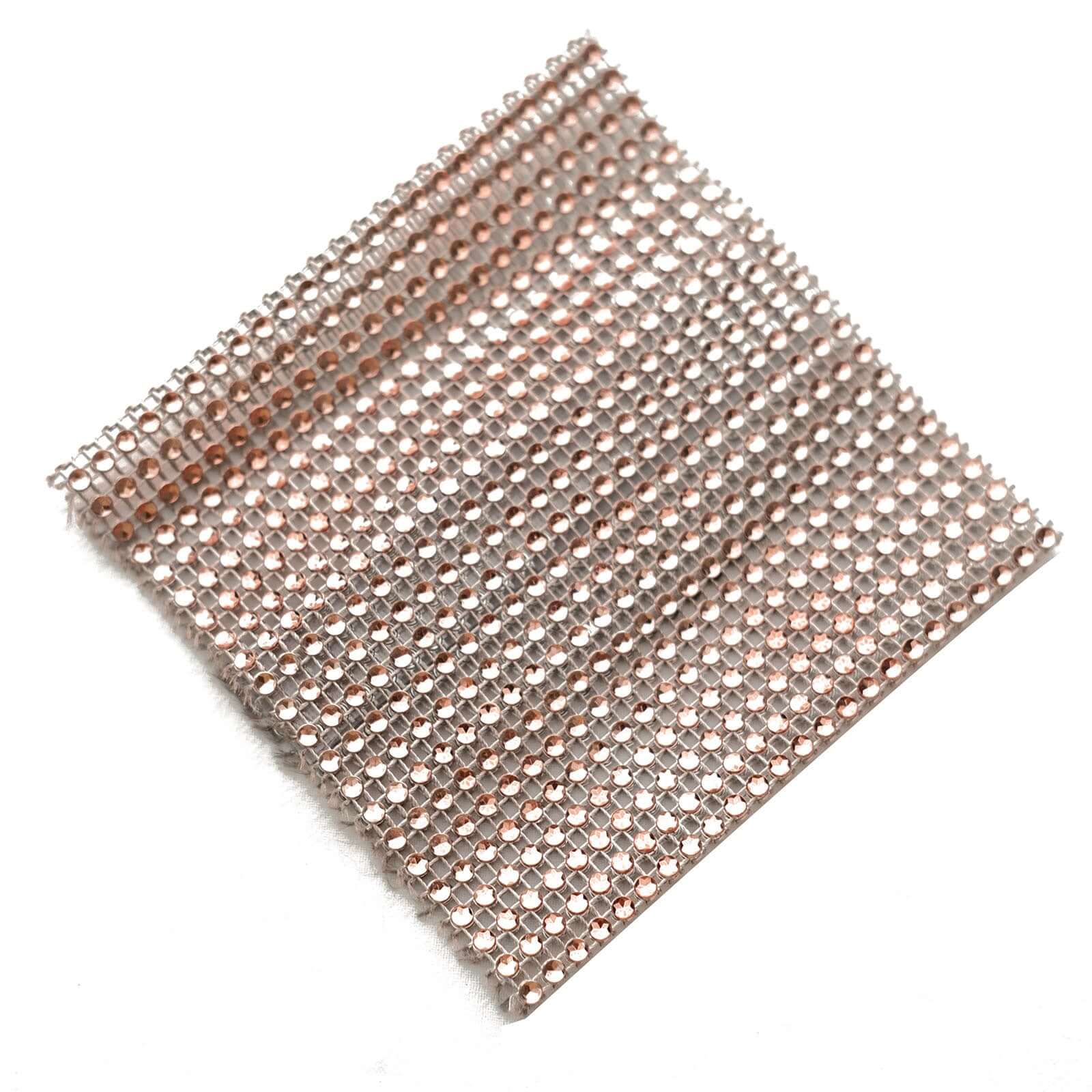 4 Pack Rose Gold Rhinestone Mesh Velcro Backdrop Curtain Bands, Large Chair Sash Clip Tie Backs - 5"X10" - Bell Racket Store