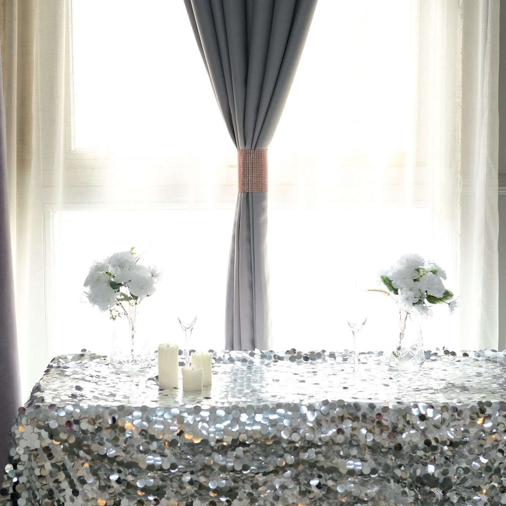 4 Pack Rose Gold Rhinestone Mesh Velcro Backdrop Curtain Bands, Large Chair Sash Clip Tie Backs - 5"X10" - Bell Racket Store