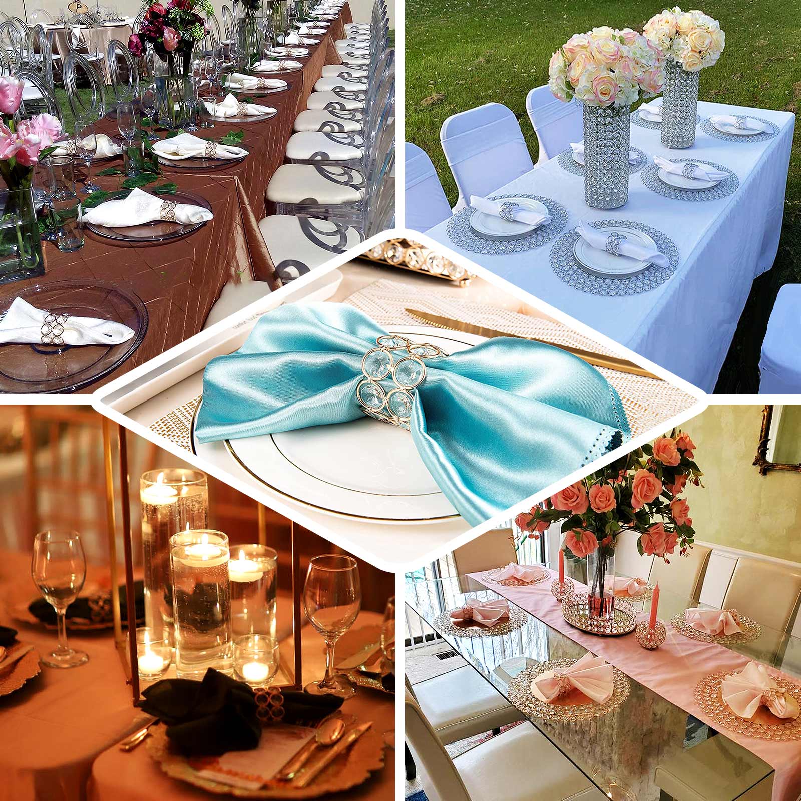 4 Pack Shiny Gold Acrylic Crystal Gem Beaded Napkin Rings - NestOCart