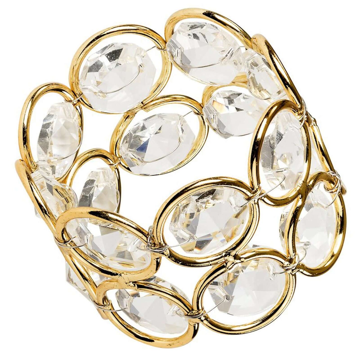 4 Pack Shiny Gold Acrylic Crystal Gem Beaded Napkin Rings - NestOCart
