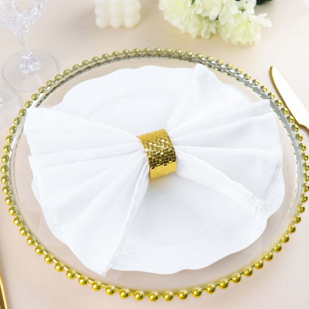 4 Pack Shiny Gold Basket Weave Napkin Rings, Metallic Napkin Holders - Bell Racket Store
