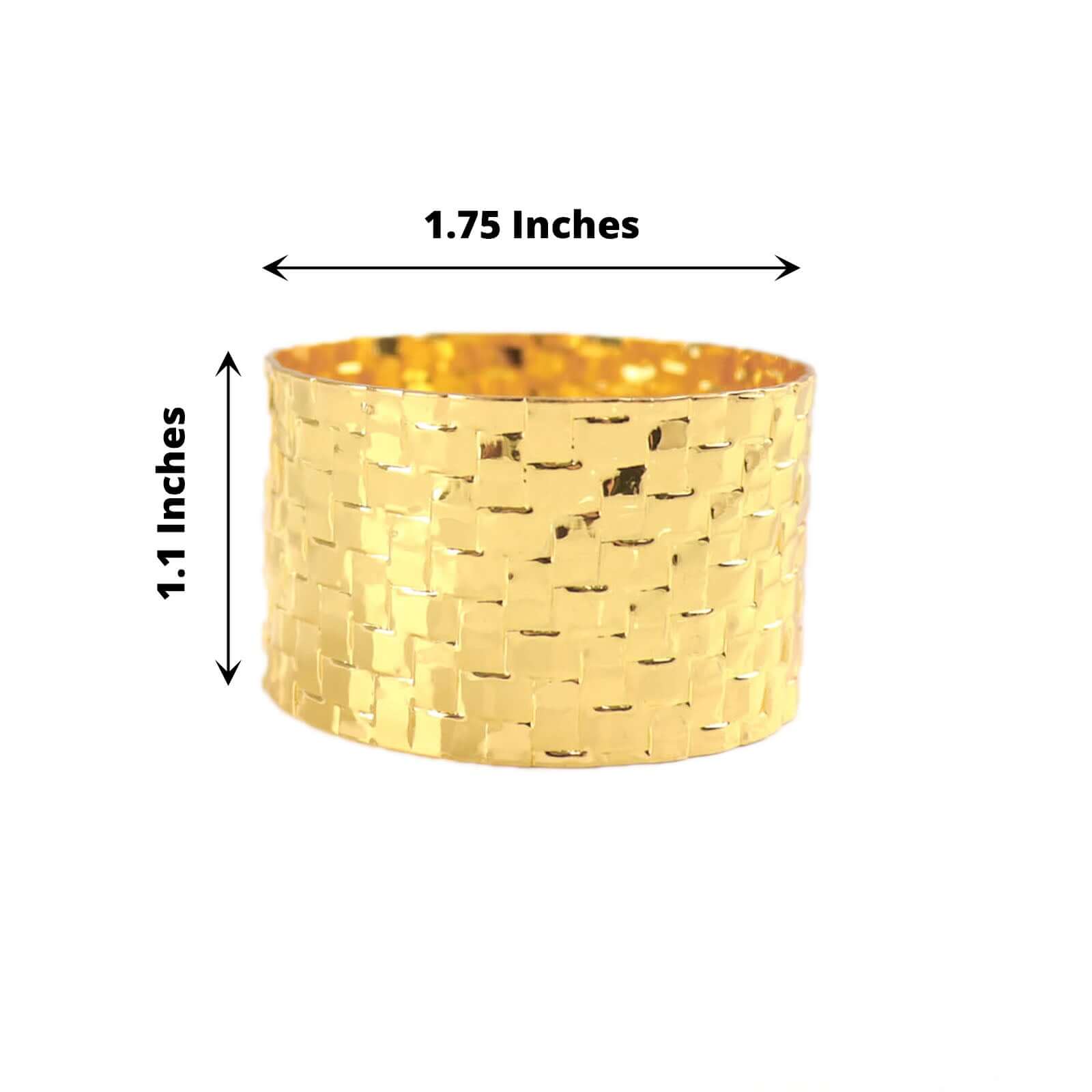 4 Pack Shiny Gold Basket Weave Napkin Rings, Metallic Napkin Holders - Bell Racket Store