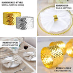 4 Pack Shiny Gold Basket Weave Napkin Rings, Metallic Napkin Holders - Bell Racket Store