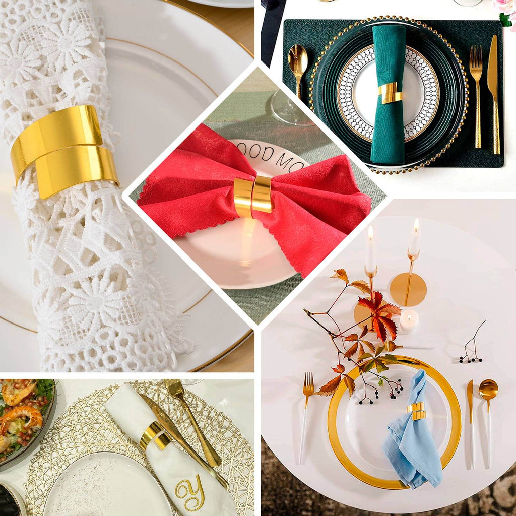 4 Pack Shiny Gold Metal Swirl Wrap Cuff Band Napkin Rings, Decorative Scroll Serviette Buckle Napkin Holders - Bell Racket Store