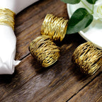 4 Pack Shiny Gold Metal Wire Paper or Cloth Linen Napkin Rings - Bell Racket Store