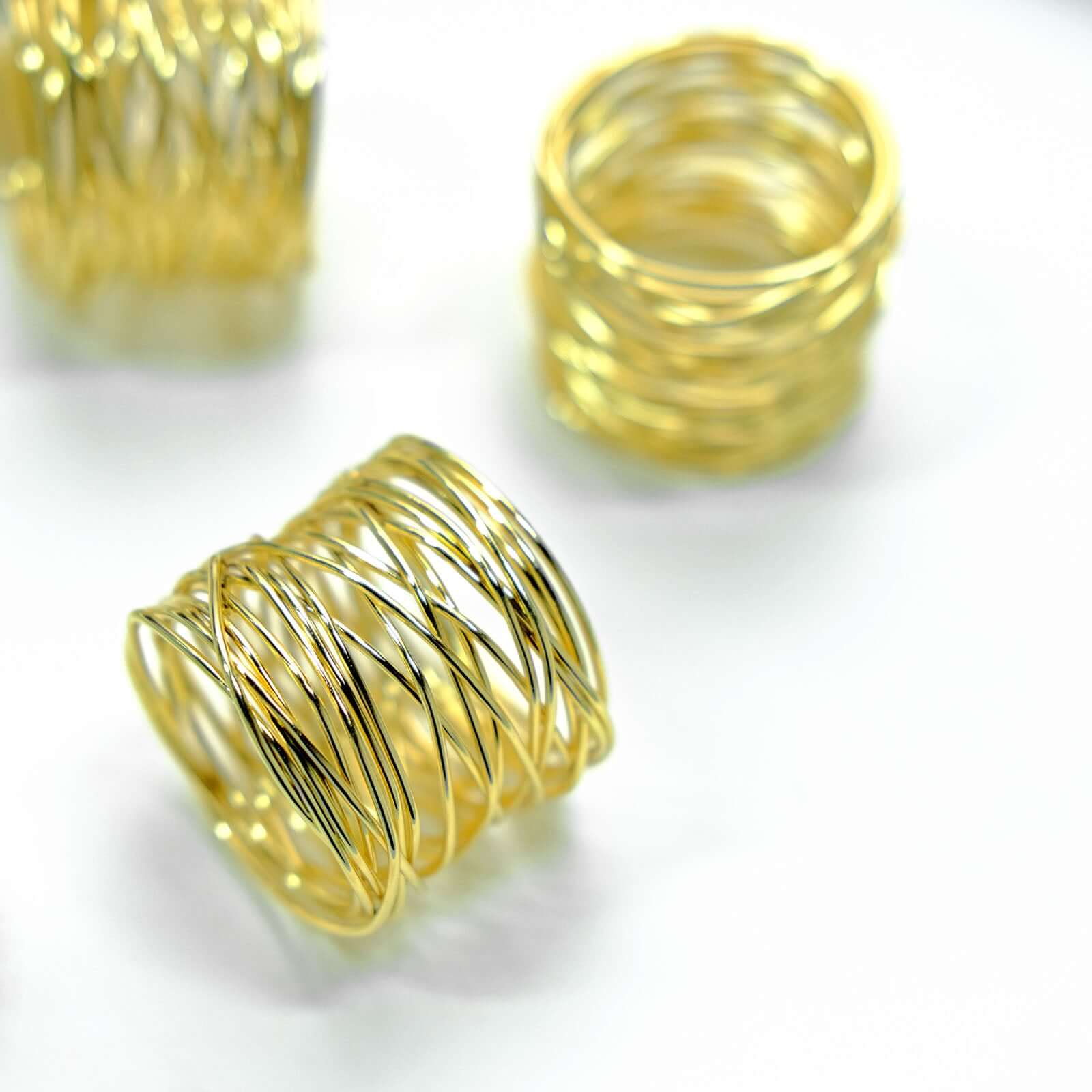 4 Pack Shiny Gold Metal Wire Paper or Cloth Linen Napkin Rings - Bell Racket Store