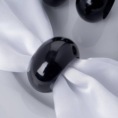4 Pack Shiny Metallic Black Acrylic Napkin Rings - NestOCart