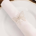 4 Pack Silver Metal Butterfly Napkin Rings, Decorative Laser Cut Cloth Napkin Holders - Bell Racket Store