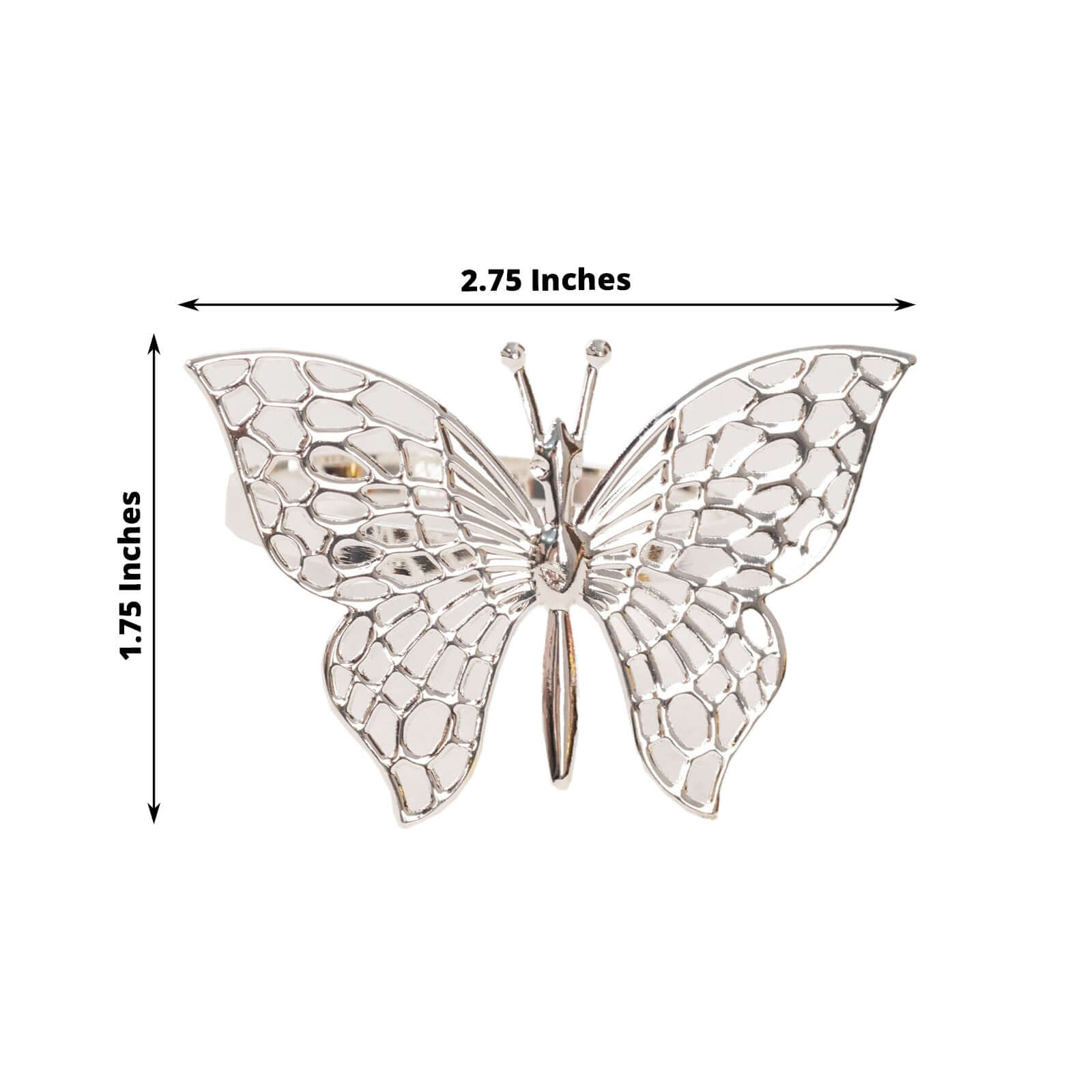 4 Pack Silver Metal Butterfly Napkin Rings, Decorative Laser Cut Cloth Napkin Holders - Bell Racket Store