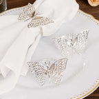 4 Pack Silver Metal Butterfly Napkin Rings, Decorative Laser Cut Cloth Napkin Holders - Bell Racket Store