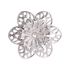 4 Pack Silver Metal Hollow Sun Flower Napkin Rings, Modern Flower Shaped Napkin Bands - Bell Racket Store
