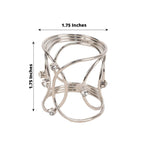 4 Pack Silver Metal Napkin Rings, Hollow Woven Style With Rhinestones, Elegant Napkin Holders - Bell Racket Store