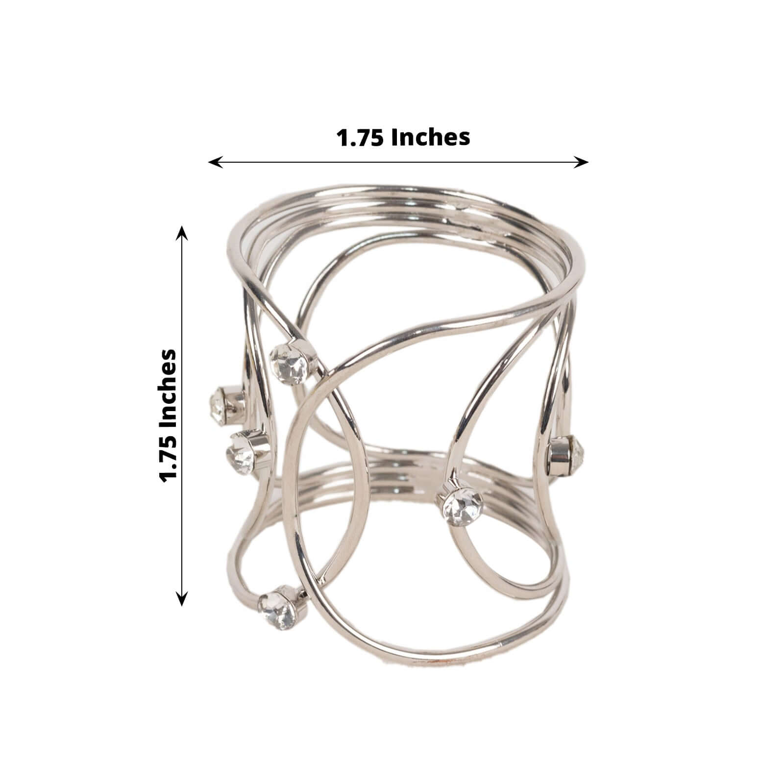 4 Pack Silver Metal Napkin Rings, Hollow Woven Style With Rhinestones, Elegant Napkin Holders - Bell Racket Store