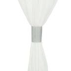 4 Pack Silver Rhinestone Mesh Velcro Backdrop Curtain Bands, Large Chair Sash Clip Tie Backs - 5"X10" - Bell Racket Store