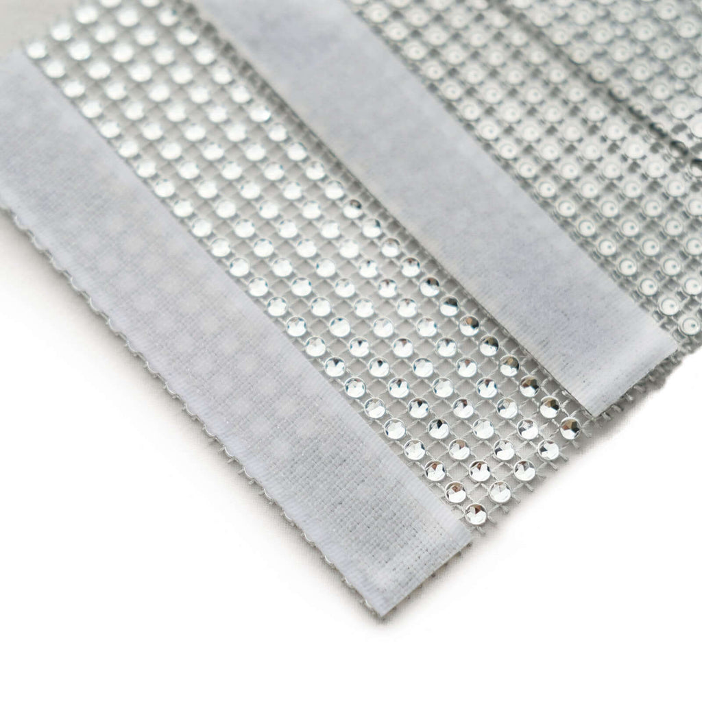 4 Pack Silver Rhinestone Mesh Velcro Backdrop Curtain Bands, Large Chair Sash Clip Tie Backs - 5"X10" - Bell Racket Store